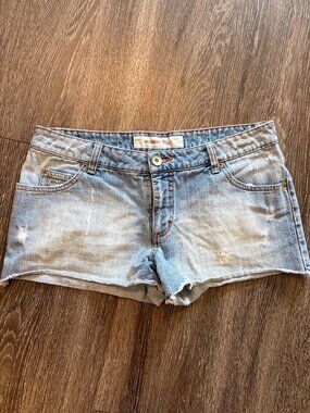 Y2K Mossimo Denim Micro Mini Shorts Low Rise Distressed Size 13